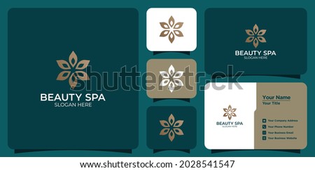Set of hand drawn modern and feminine beauty template logos and business cards