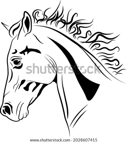 horse head arabian vector black