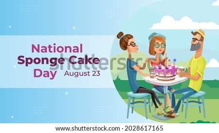 National Sponge Cake Day on August 23 business brochure flyer banner design horizontal template vector, cover presentation abstract, modern publication poster and flag-banner, layout in rectangle size