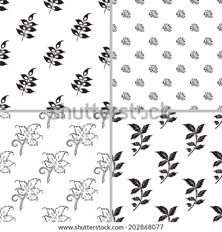 Floral seamless pattern set with a leaves. Vector illustration