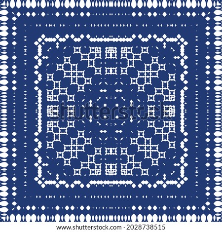 Traditional ornate portuguese azulejo. Vector seamless pattern watercolor. Original design. Blue abstract background for web backdrop, print, pillows, surface texture, wallpaper, towels.