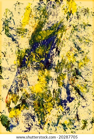 Abstract background with yellow and dark blue stains