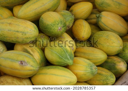 Close up - Yellow Melons from the Organic market