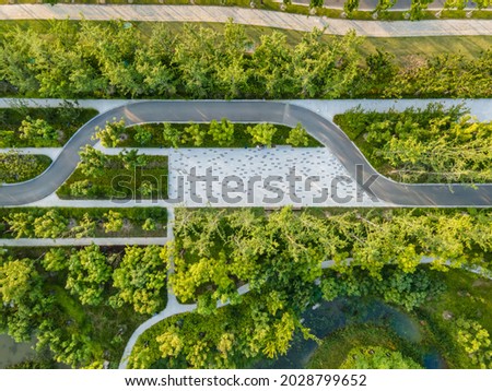 Aerial photography city park scenery