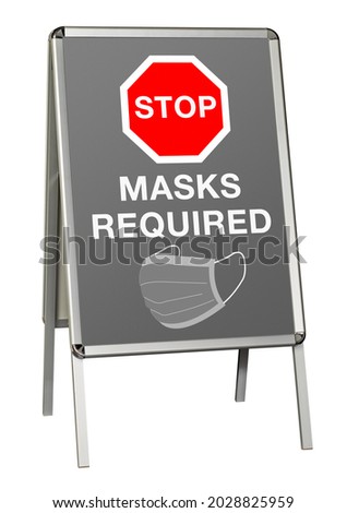 Mask warning pavement sign isolated on white background including clipping path
