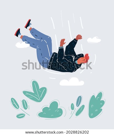 Cartoon vector illustration of jumping and falling men.