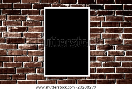 Empty photo on grunge brick wall background