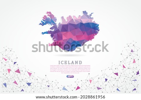 Iceland map - World Map International vector template with polygon pink color gradient isolated on white background for education, website, banner, infographic - Vector illustration eps 10
