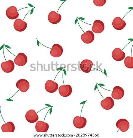 Seamless pattern with cherries on white background. Vector illustration
