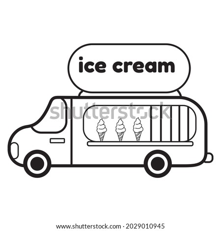 Vehicle for the Sale Ice Cream Cold Products Vector Clip Art Illustration
