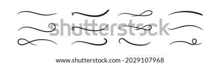 Hand drawn collection of curly swishes, swashes, swoops. Calligraphy swirl. Highlight text elements. Vector illustration. Royalty-Free Stock Photo #2029107968