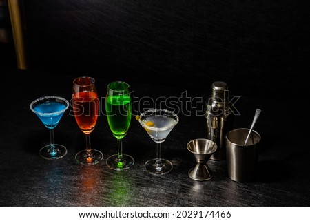 Pictures of beautifully colored cocktails