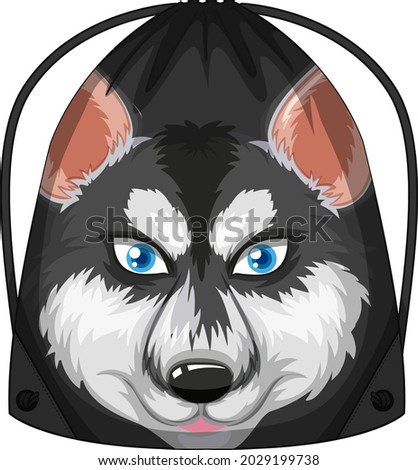 Drawstring backpack with siberian husky dog pattern illustration