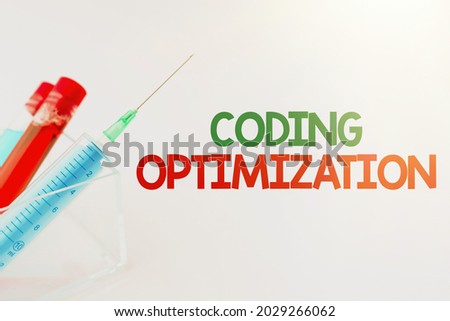 Conceptual caption Coding Optimization. Business concept method of code modification to improve code quality Presenting Medical Samples Laboratory Testing New Virus Medicine