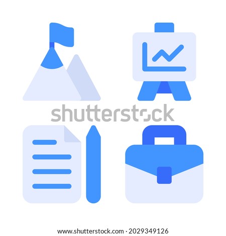 New Business icons set mountain, presentation, document, briefcase. Perfect for website mobile app, app icons, presentation, illustration and any other projects.