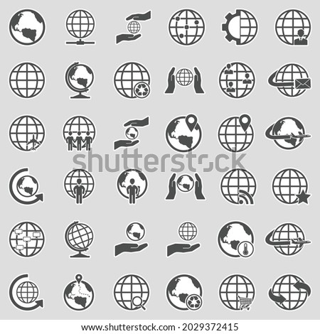 Earth Globe Icons. Sticker Design. Vector Illustration.