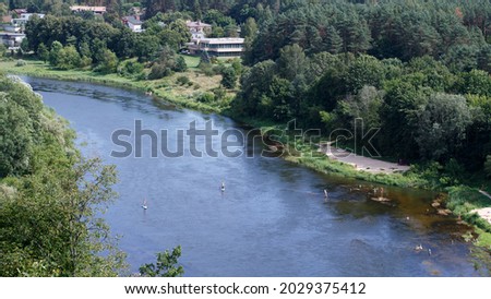 The Neris River in Vilnius. View from above. Beach by the River 