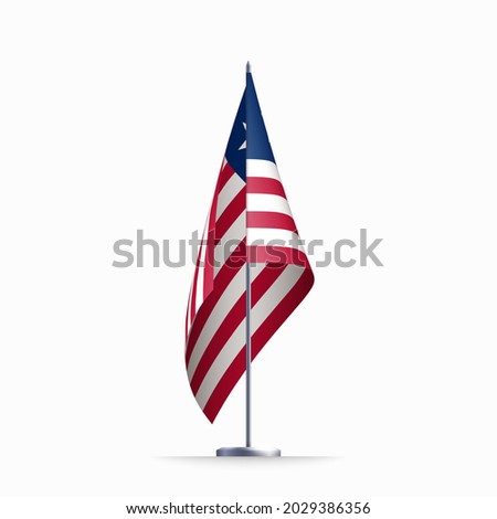 Liberia flag state symbol isolated on background national banner. Greeting card National Independence Day of the republic of Liberia. Illustration banner with realistic state flag. Royalty-Free Stock Photo #2029386356