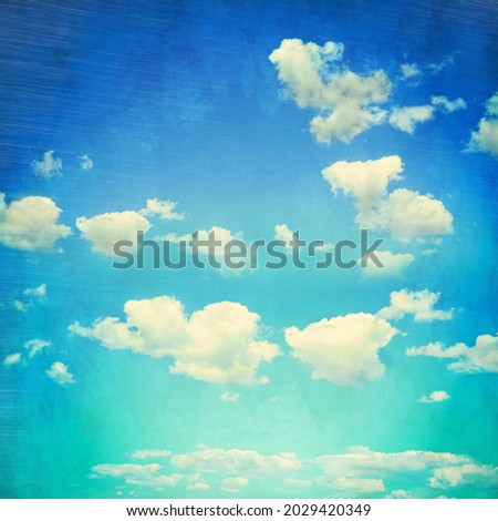 View of beautiful sky with clouds. Retro style filter 