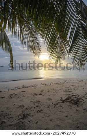 Great sundown scene from the San Blas Islands in Panama. Beautiful tourism spot for holidays and vaccations.