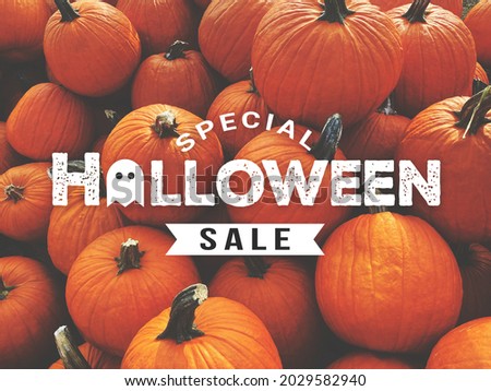 Halloween Sale Special Card Advertisement Design Over Pumpkins Background