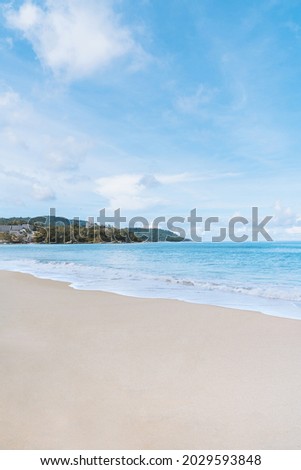 Beautiful summer on the beach with clear blue sky white sand. Kata Beach , Phuket , Thailand after COVID-19