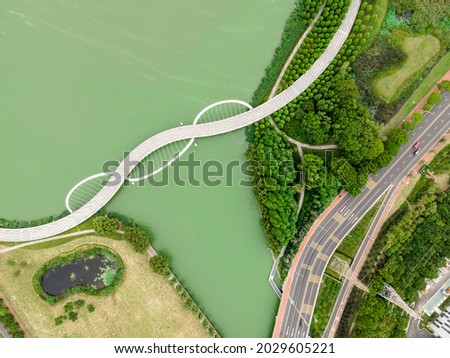 Aerial photography of Jinji Lake Trail Linglong Bridge
