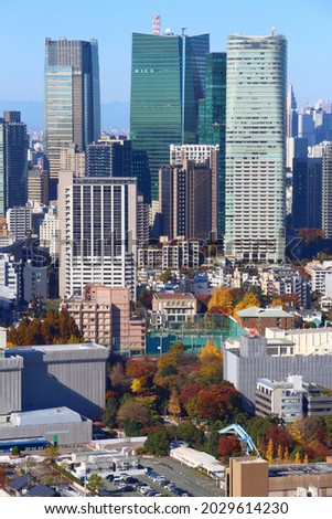 Tokyo city skyline. Capital city of Japan view with Roppongi and Shibuya districts.