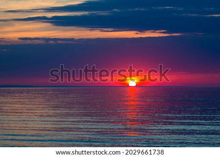 Spectacular sunset at Wasaga Beach, ON, Canada Royalty-Free Stock Photo #2029661738
