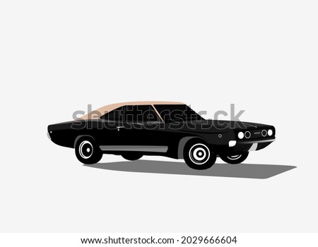 customized old car. Vector isolated, separated layers,