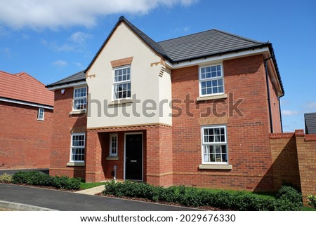 New build house in Overstone, Northampton, England, UK Royalty-Free Stock Photo #2029676330