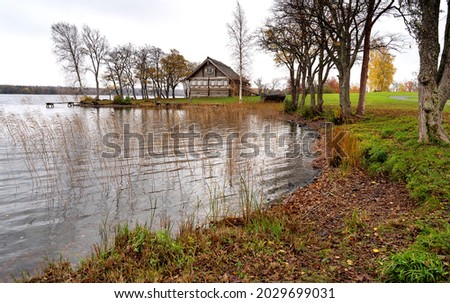 Historic site of wooden house. Beautiful rustic background. Great design for any purposes.