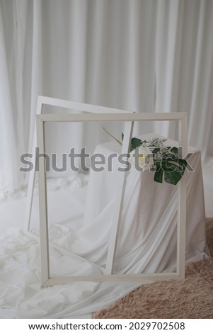 white photo frame and white background