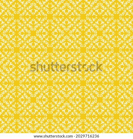 Abstract white and yellow background with floral hand drawn element. Geometric seamless pattern for wallpaper, web page, textures, fabric, textile. Decorative vector illustration.