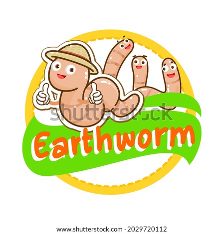 Cartoon cute earthworm character vector.