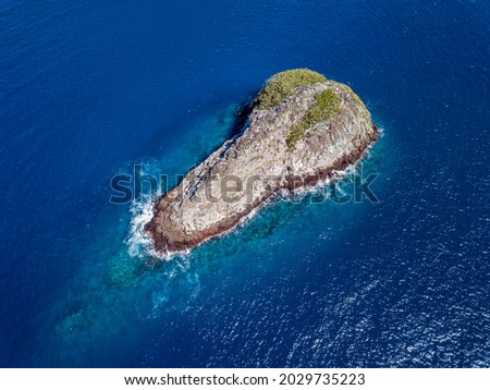 Picture shows a Drone View on Manuelita, Cocos Island, Costa Rica