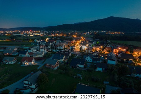 Twilight view of peaceful suburbia Royalty-Free Stock Photo #2029765115