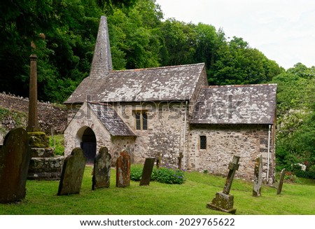 St Beuno's Church, Culbone, Exmoor. Grade I listed Anglo-Saxon church, smallest parish church in England Royalty-Free Stock Photo #2029765622