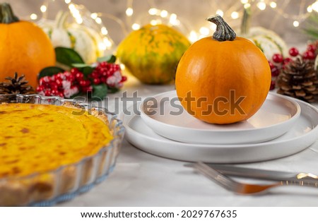 Thanksgiving Day dinner. Thanksgiving Day. Thanksgiving Autumn background of pumpkins 