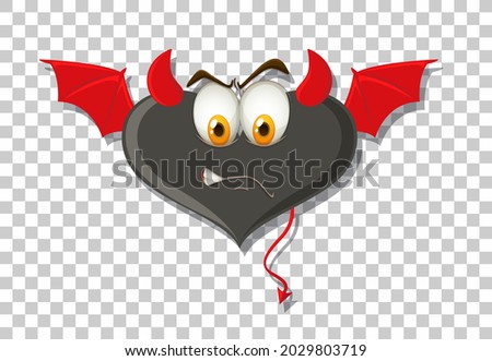Heart shape devil with facial expression illustration