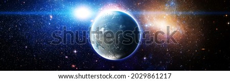 Planet Earth in dark outer space. View of the earth from the moon. Elements of this image furnished by NASA