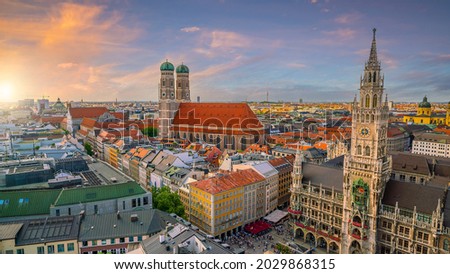 Munich city downtown skyline with Marienplatz town hall in Germany Royalty-Free Stock Photo #2029868315