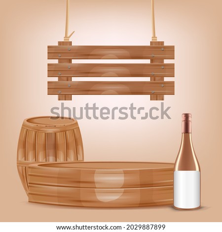 oktoberfest banner with wooden podium and barrel for promotion