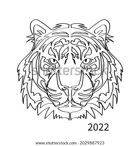portrait of a tiger.the symbol of the year 2022. design elements.isolated on a white background. vector graphics. textile, print, logo