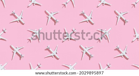 Holiday background concepts with group of airplane on pastel color.real mock up model
