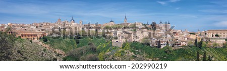 Aerial view of Medieval city Toledo, Spain