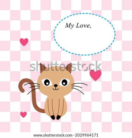 cute kitten cat love greeting card vector