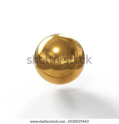 gold tennis ball isolated on white background Royalty-Free Stock Photo #2030029463