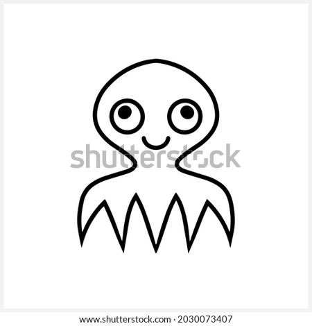 Sketch underwater animal isolated on white. Hand drawn octopus. Coloring page book. Sea life. Vector stock illustration. EPS 10