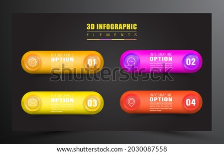 illustration vector design 3d infographic with 4 color element